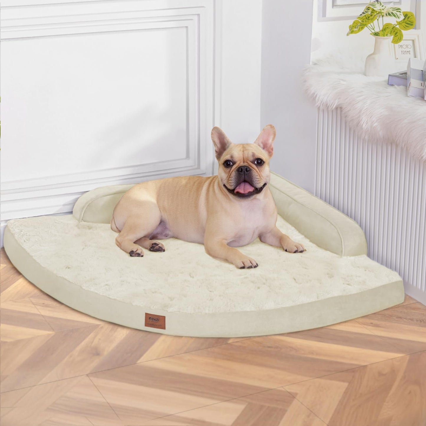 MEKIY Large Dog Bed - XL Orthopedic Egg-Crate Memory Foam Dog Beds with Removable Washable Cover, Waterproof Pet Beds with Non-Slip Bottom, Grey