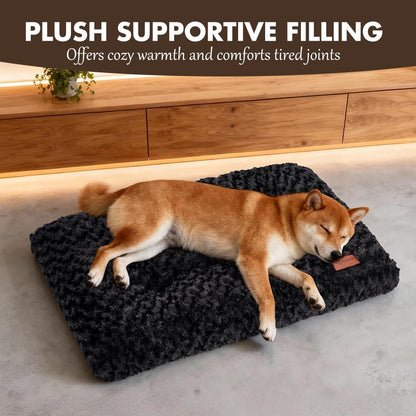 Dog Bed Crate Pad Plush Soft Dog Crate Bed for Medium Dogs and Cats Washable Anti-Slip Kennel Crate Mats for Sleeping and Anti Anxiety M