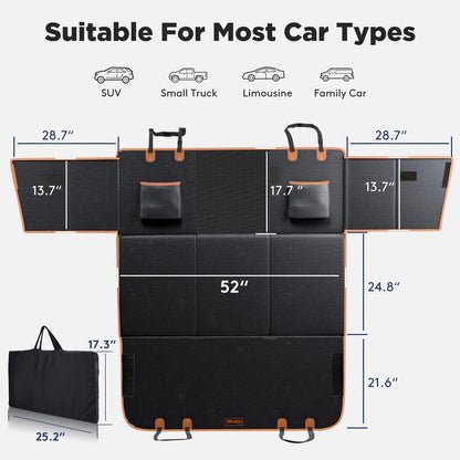 FURTIME Dog Car Seat Cover for Back Seat, Upgraded PU Leather Back Seat Extender with Hard Bottom Holds 400LBS, Waterproof Anti-Scratch, Large Space Back Seat Cover for Car, SUV, Small Truck