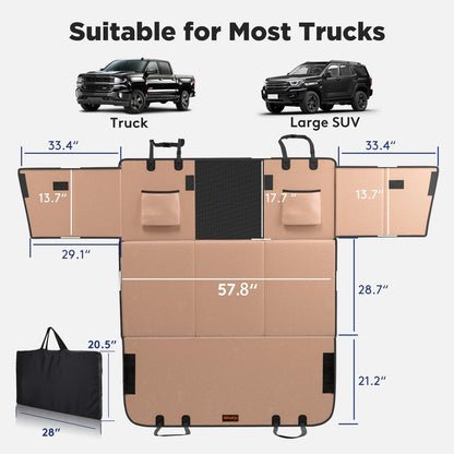 FURTIME Dog Car Seat Cover for Back Seat, Upgraded PU Leather Back Seat Extender with Hard Bottom Holds 400LBS, Waterproof Anti-Scratch, Large Space Back Seat Cover for Car, SUV, Small Truck