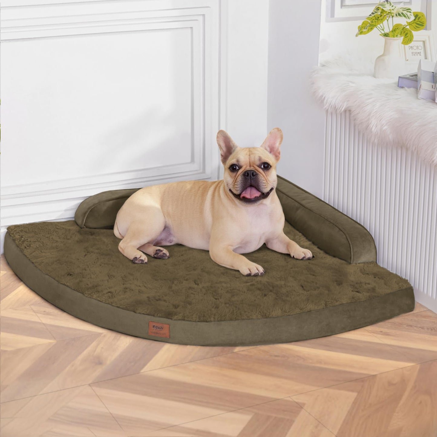 MEKIY Large Dog Bed - XL Orthopedic Egg-Crate Memory Foam Dog Beds with Removable Washable Cover, Waterproof Pet Beds with Non-Slip Bottom, Grey