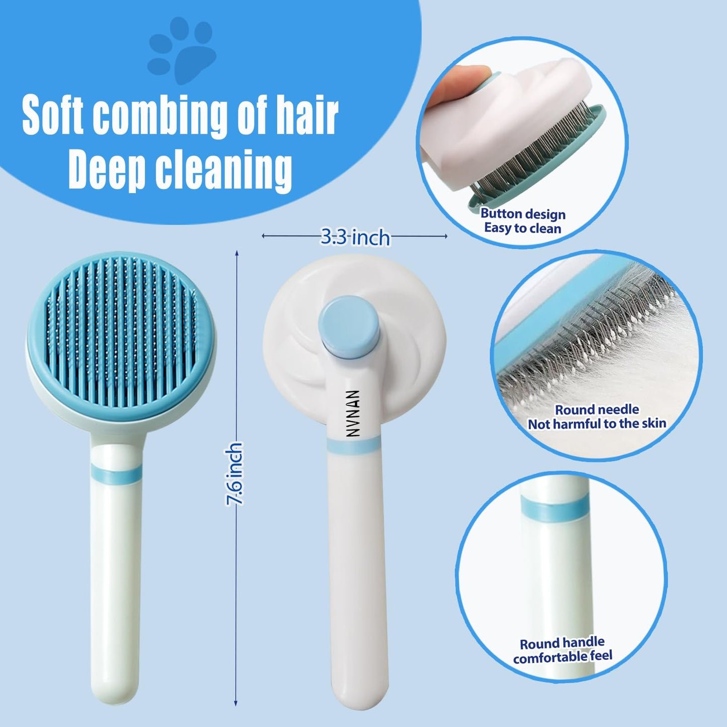 NVNAN Pet Hair Removal Glove for Dogs & Cats, 2-in-1 Deshedding Brush & Massage Mitt - Grooming Gloves for Shedding Control, Bathing and Washing, Safe for Short/Long Hair Pets 2-Pack (Blue)