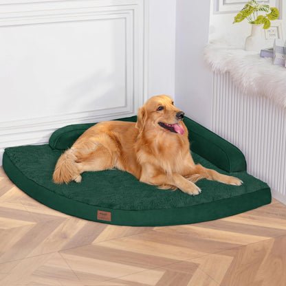MEKIY Large Dog Bed - XL Orthopedic Egg-Crate Memory Foam Dog Beds with Removable Washable Cover, Waterproof Pet Beds with Non-Slip Bottom, Grey