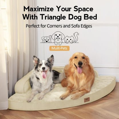 MEKIY Large Dog Bed - XL Orthopedic Egg-Crate Memory Foam Dog Beds with Removable Washable Cover, Waterproof Pet Beds with Non-Slip Bottom, Grey