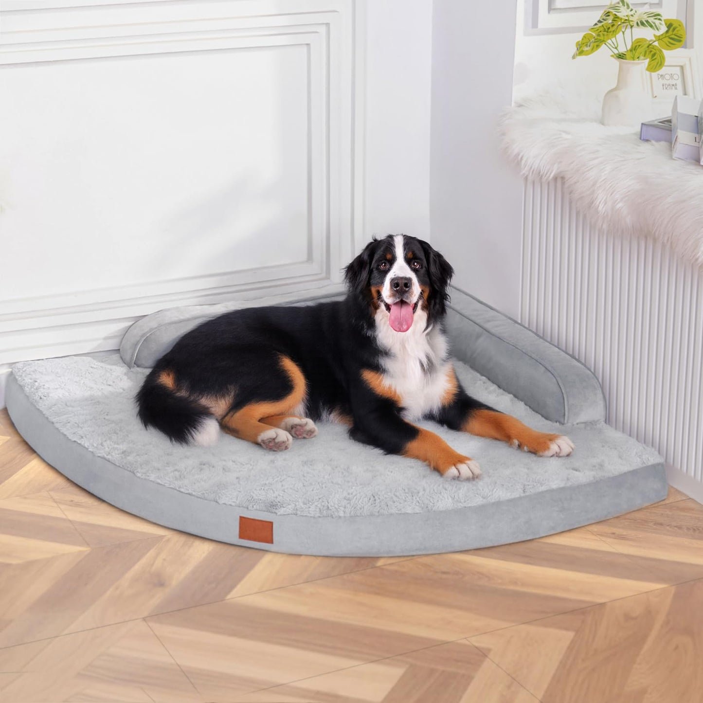 MEKIY Large Dog Bed - XL Orthopedic Egg-Crate Memory Foam Dog Beds with Removable Washable Cover, Waterproof Pet Beds with Non-Slip Bottom, Grey