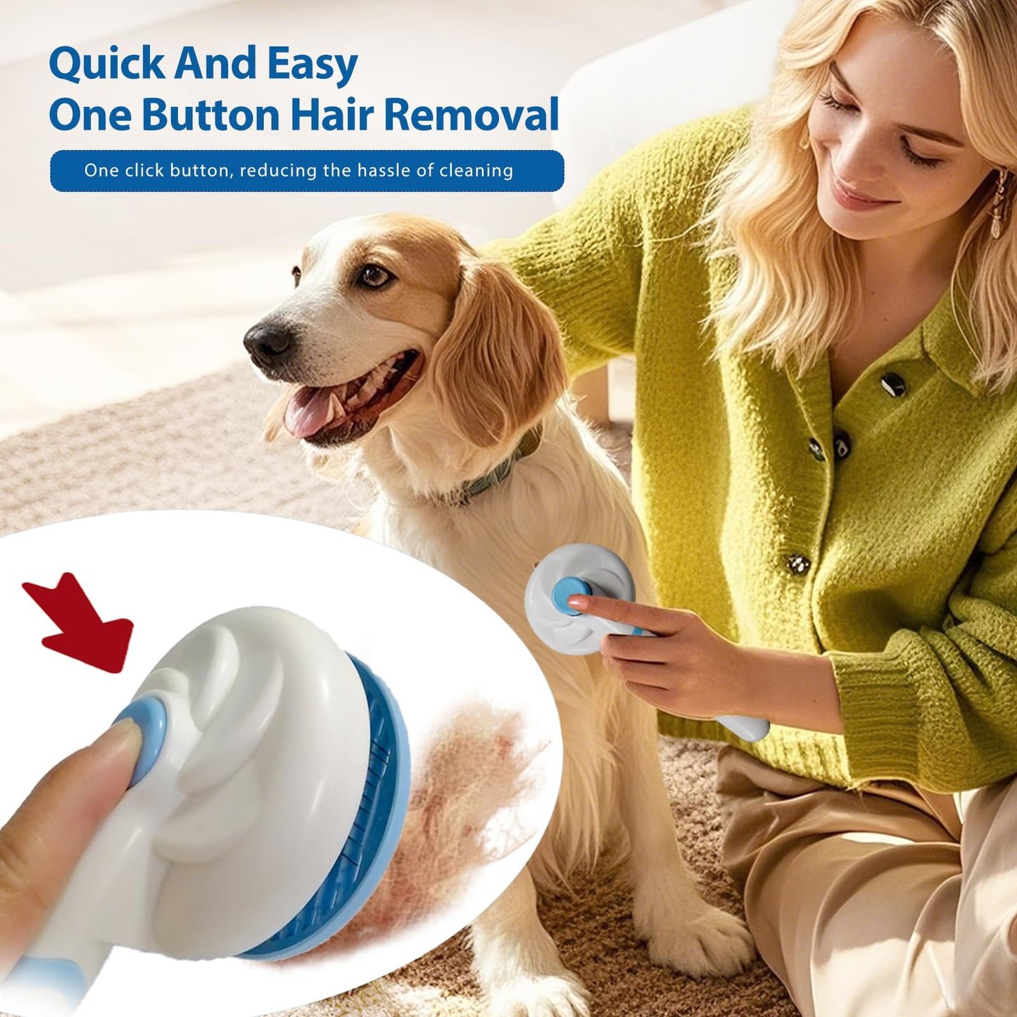 NVNAN Pet Hair Removal Glove for Dogs & Cats, 2-in-1 Deshedding Brush & Massage Mitt - Grooming Gloves for Shedding Control, Bathing and Washing, Safe for Short/Long Hair Pets 2-Pack (Blue)