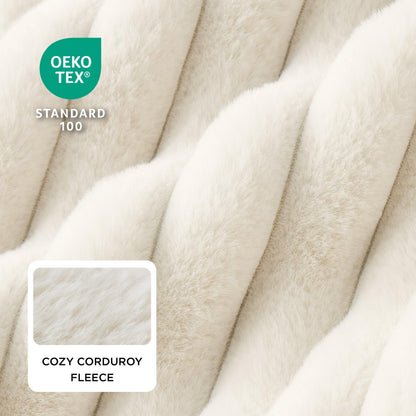 Bedsure ComfyFleece™ Cute Dog Bed for Small Medium Dogs - Washable Furry Puppy Beds, Rectangle Orthopedic Corduroy Fleece Pet Beds with Removable Zipper Cover, 25x21x7inches, Cream