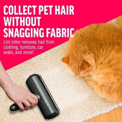 ChomChom Roller Pet Hair Remover – Original Size Reusable Lint Roller for Cat & Dog Hair on Furniture, Couch, Carpet, Car, Rugs & Bedding – Portable, Eco-Friendly (Black)