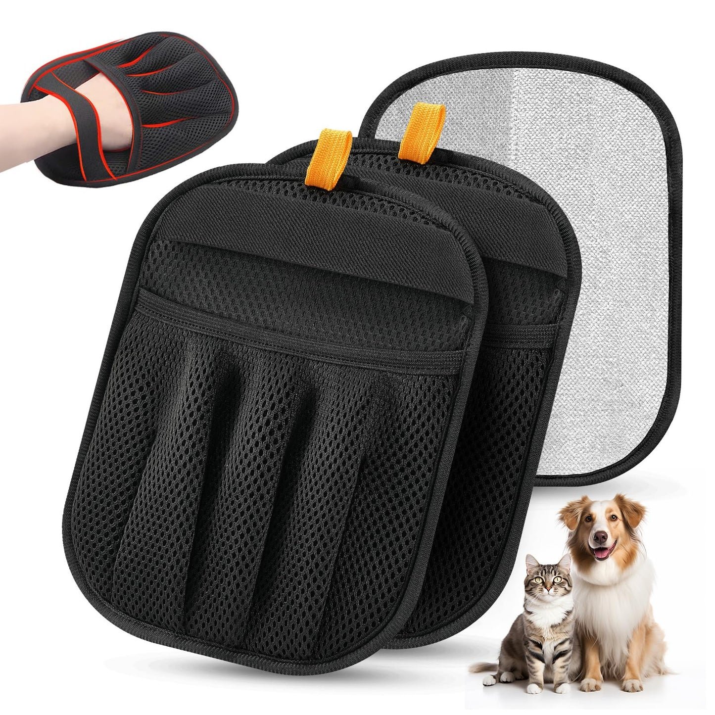 Pet Hair Removal Glove for Cats & Dogs, Upgraded Five-Finger Electrostatic Pet Hair Glove, Reusable Magic Brush Pet Hair Remover Tool for Laundry, Couch, Carpet, Car Seat